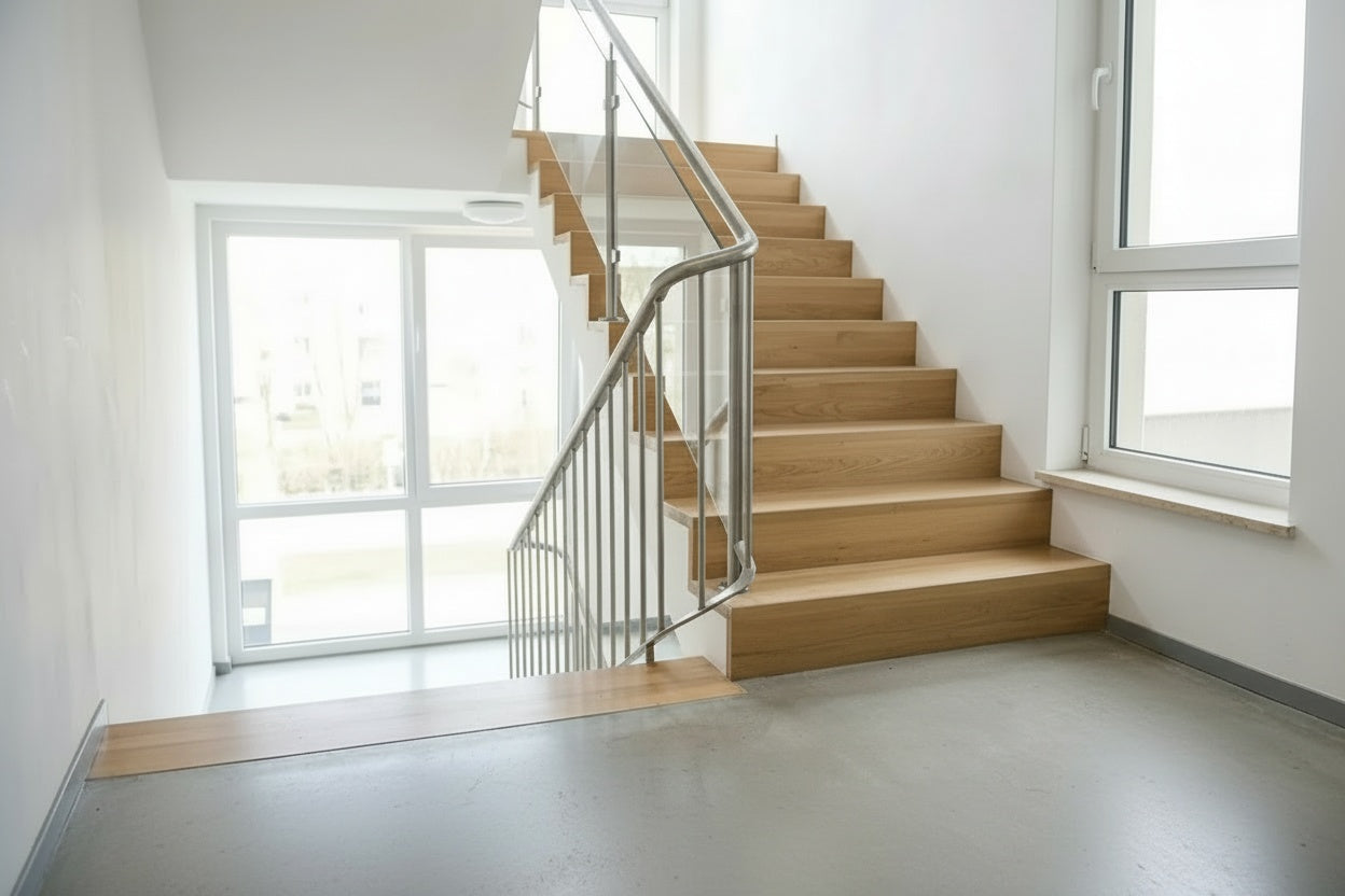 Treppenhaus in einem Neubau in München – professionelle Treppenhausreinigung